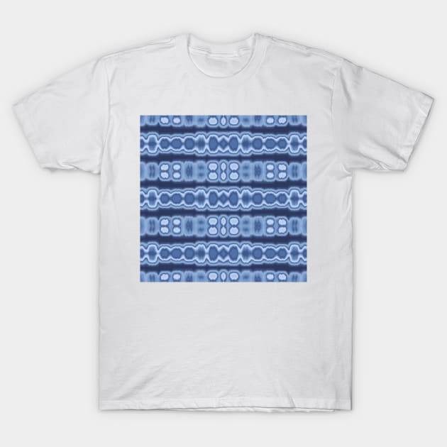 Blue Tones And Hues Shibori Pattern T-Shirt by justrachna